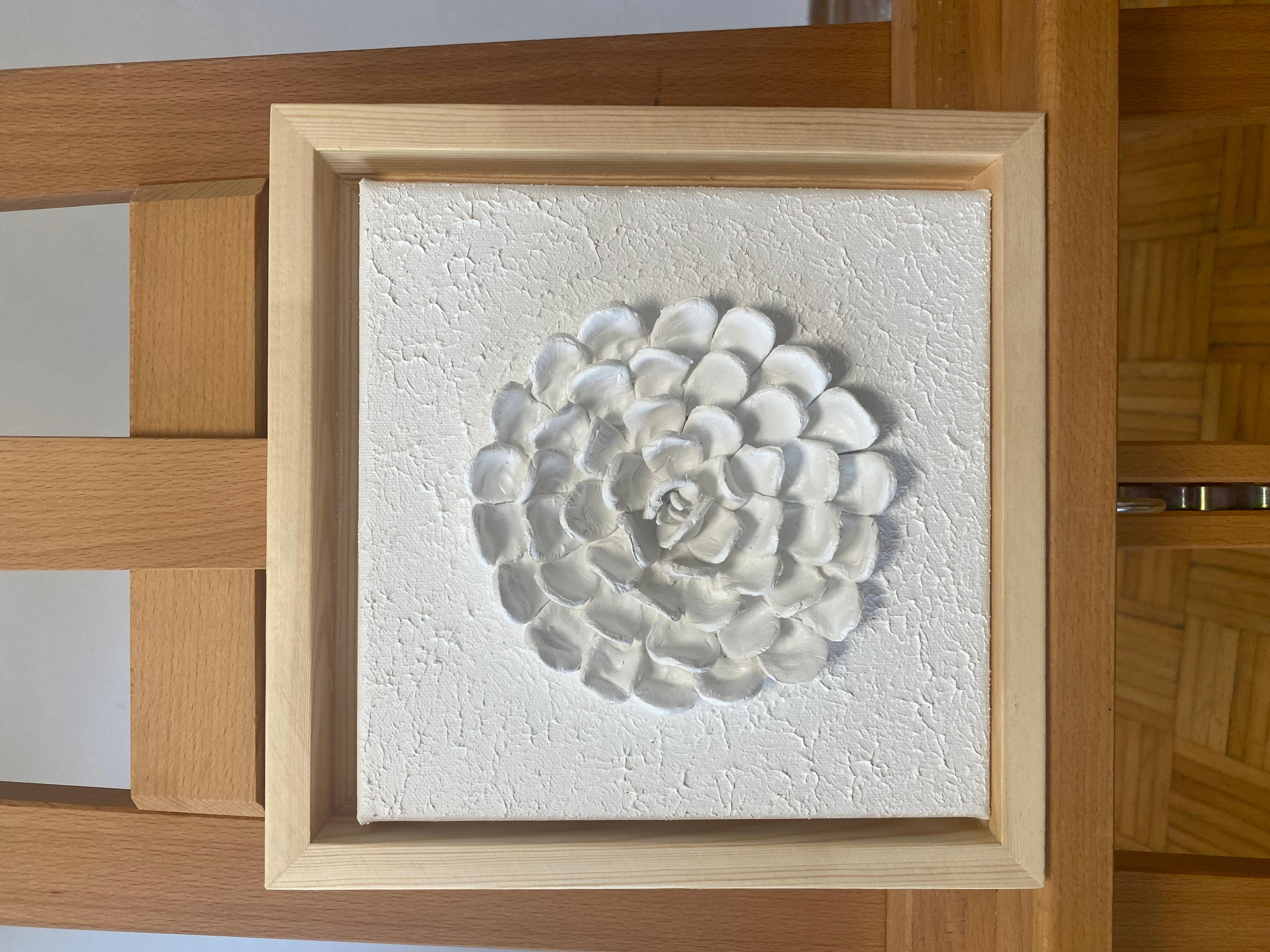 Series “White Flowers 1” - 3D, Ceramic , clay, wall sculptures For Sale 11