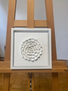 Serie "Flores Blancas 1" - 3D, Cerámica , barro, esculturas de pared