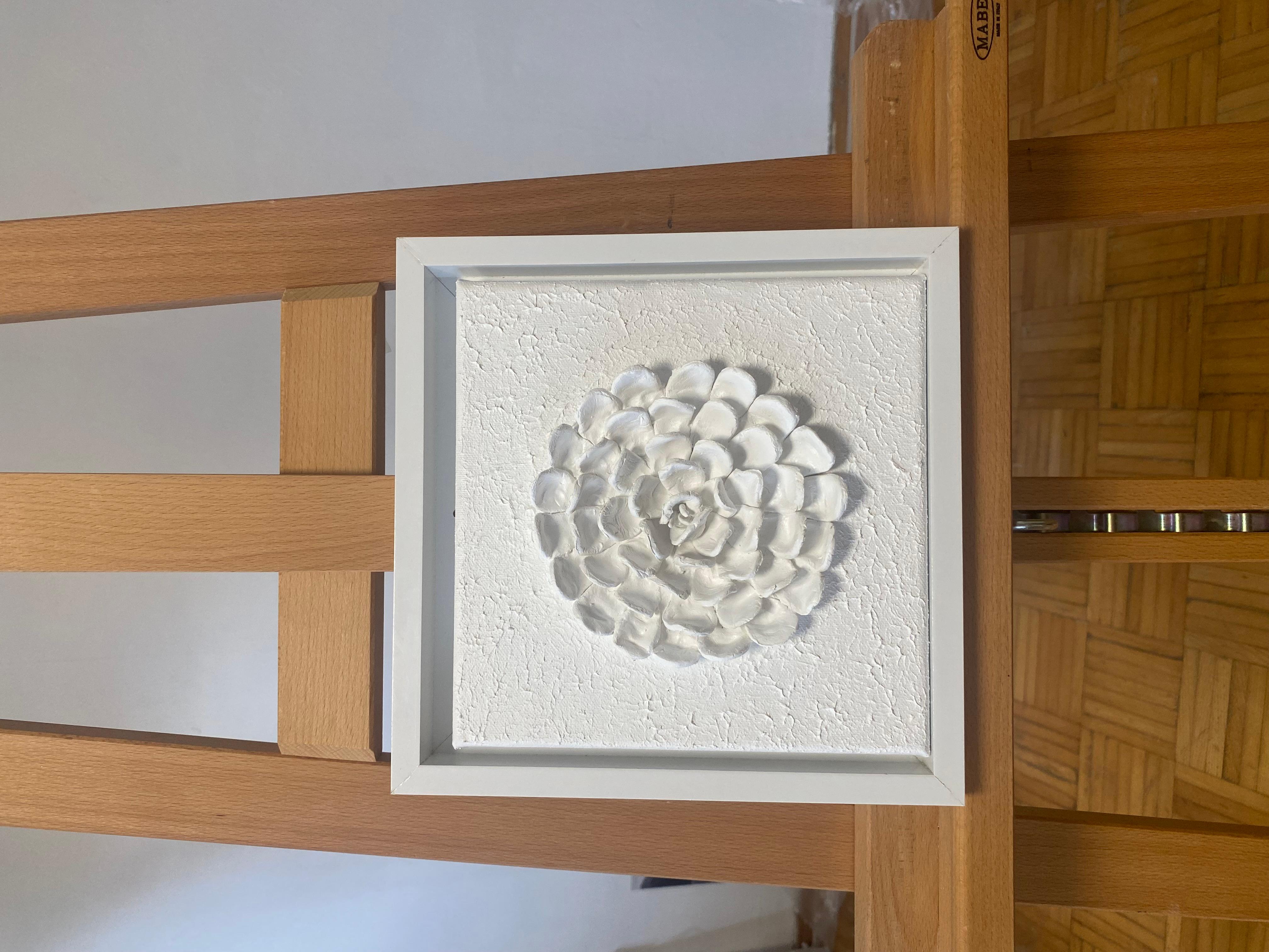 Series “White Flowers 1” - 3D, Ceramic , clay, wall sculptures - Abstract Mixed Media Art by Nataliia Krykun