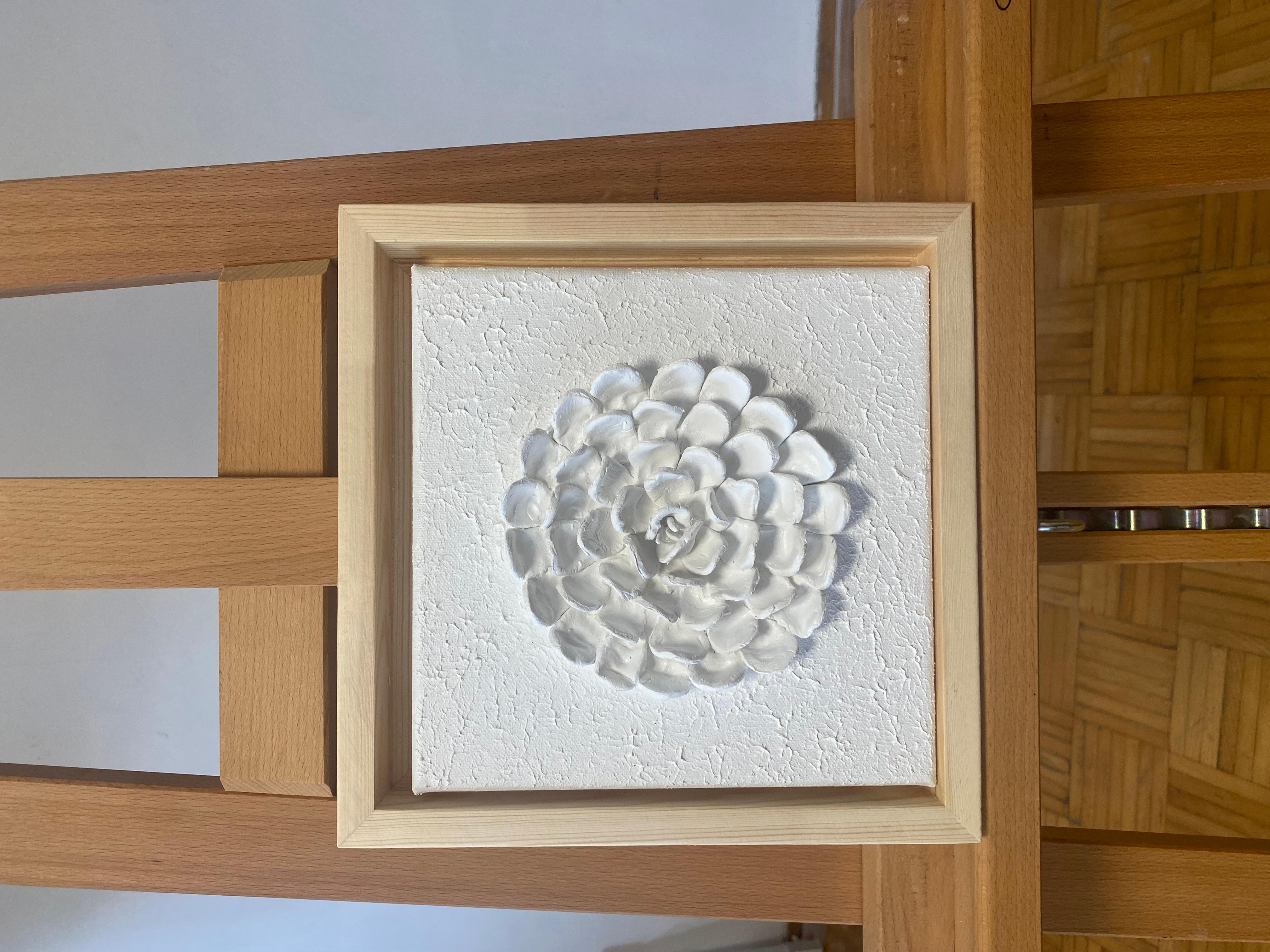Series “White Flowers 1” - 3D, Ceramic , clay, wall sculptures For Sale 5
