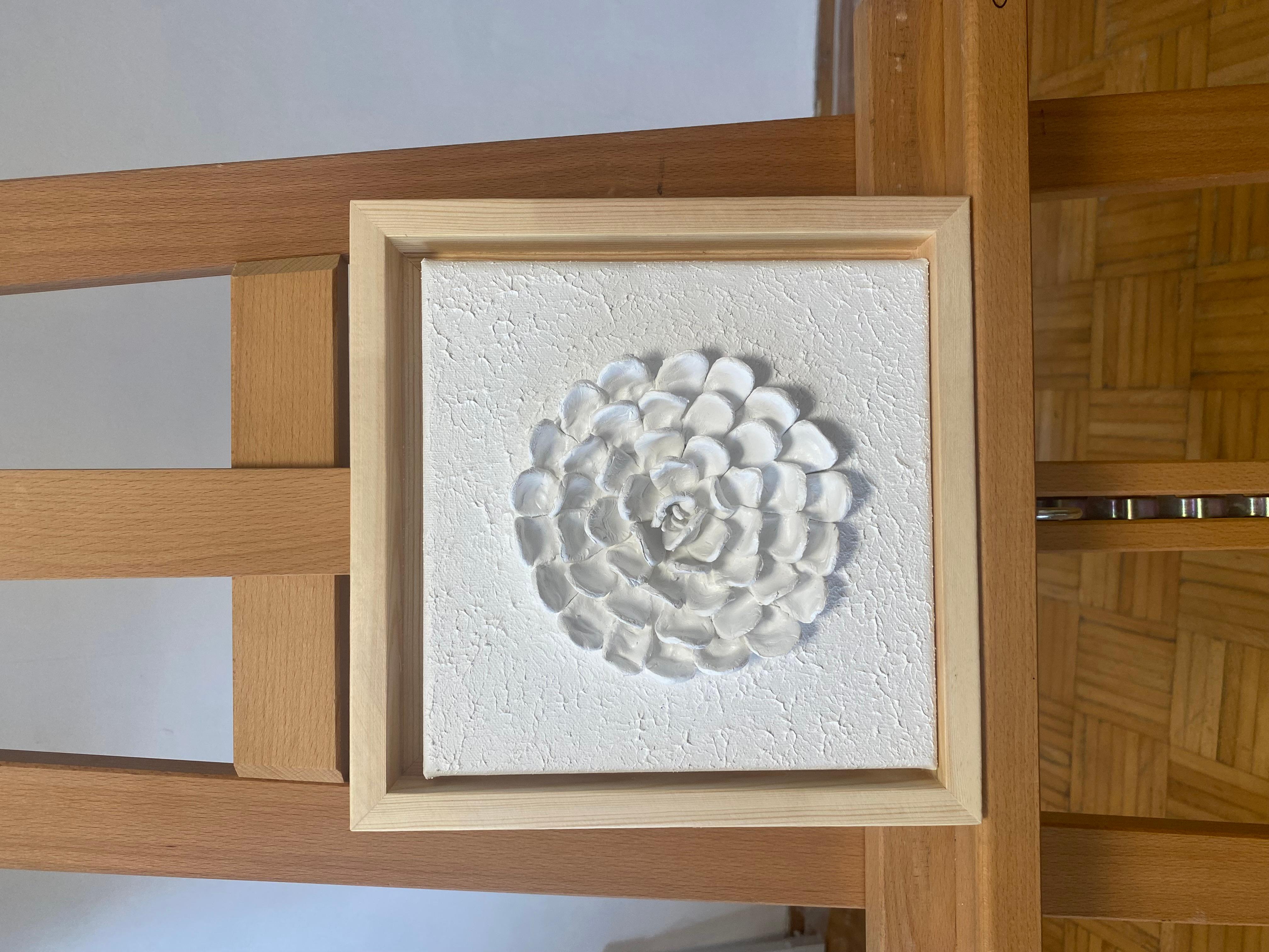 Series “White Flowers 1” - 3D, Ceramic , clay, wall sculptures For Sale 6
