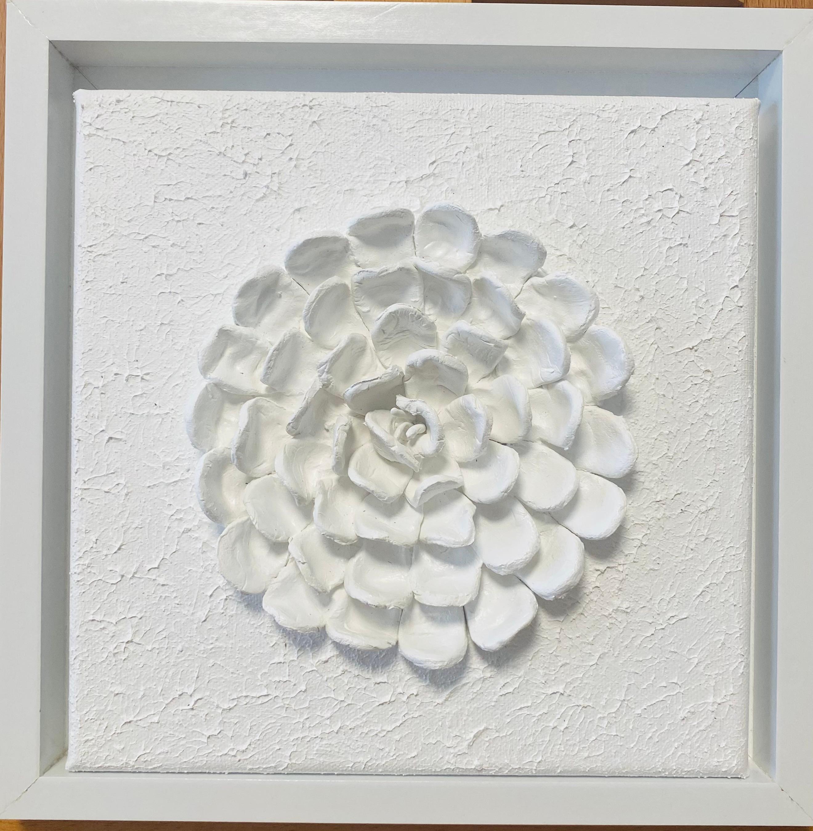 Series “White Flowers 1” - 3D, Ceramic , clay, wall sculptures