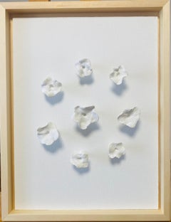 Serie "Flores Blancas 2" - 3D, Cerámica , arcilla, esculturas de pared