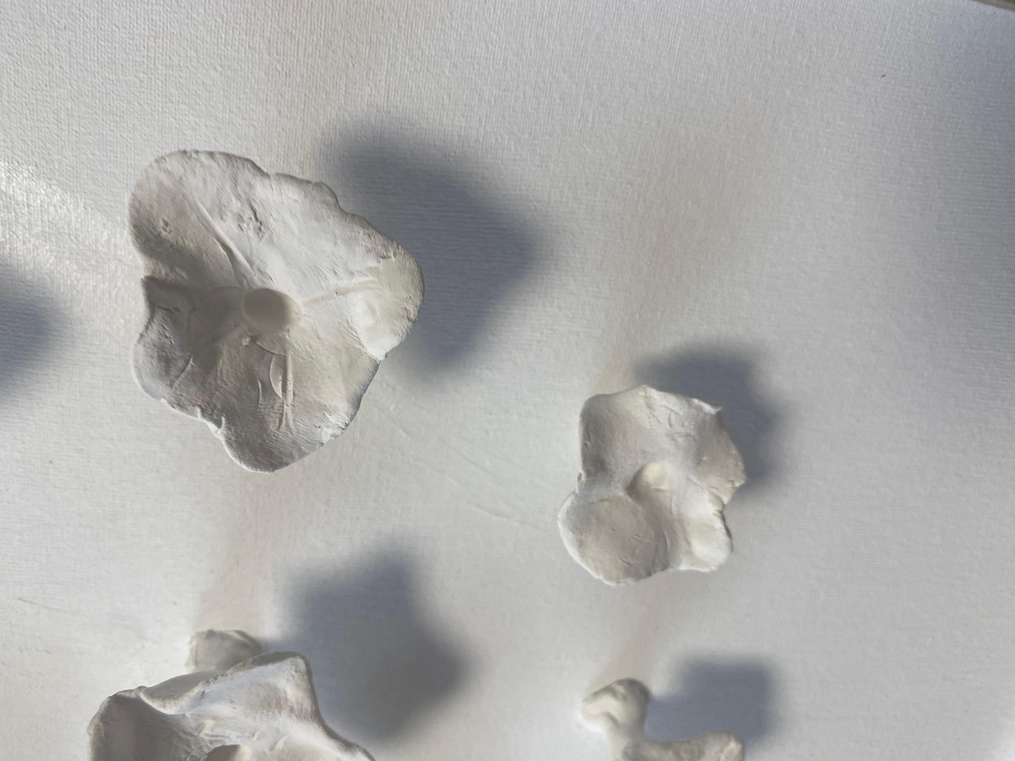 Series “White Flowers 2” - 3D, Ceramic , clay, wall sculptures For Sale 4