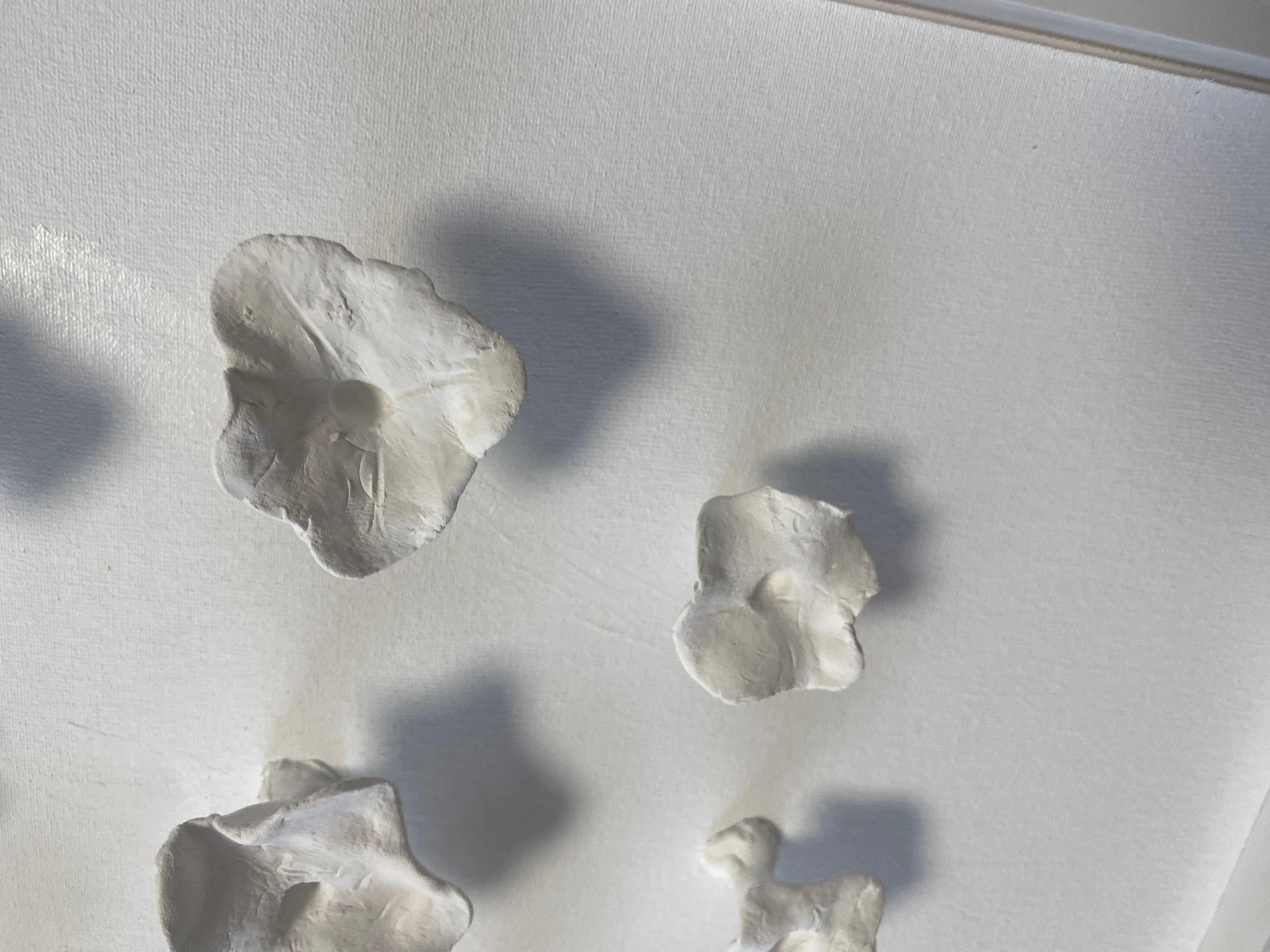 Series “White Flowers 2” - 3D, Ceramic , clay, wall sculptures For Sale 5