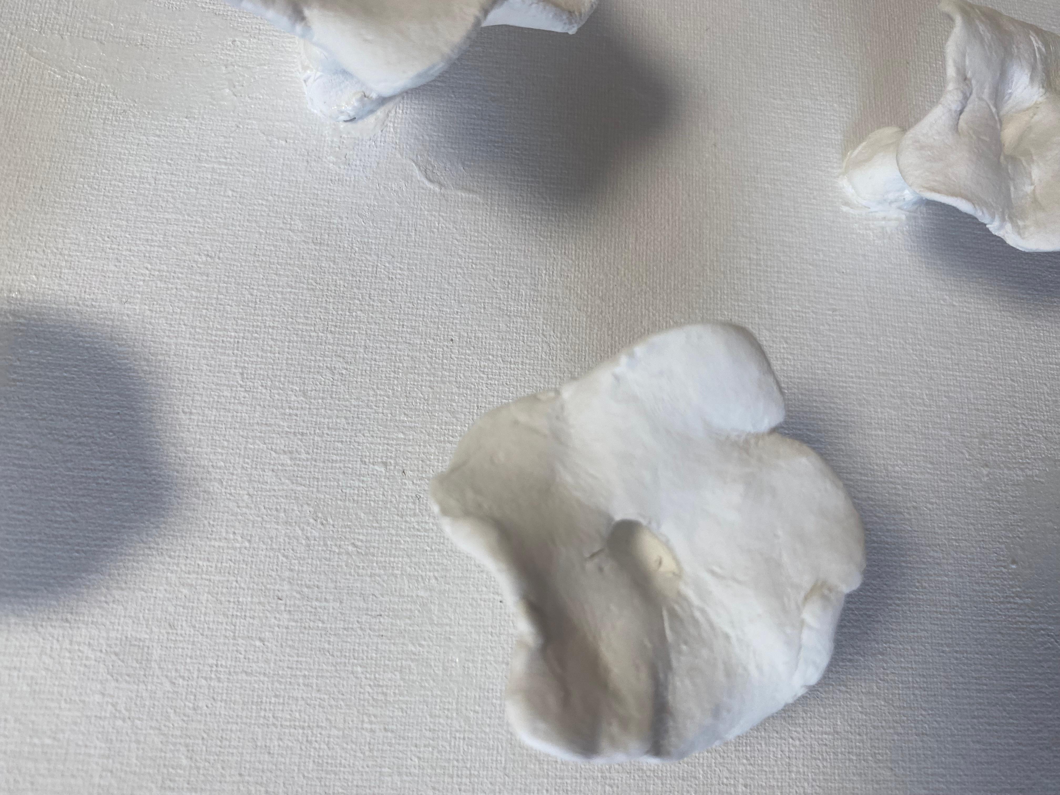 Series “White Flowers 2” - 3D, Ceramic , clay, wall sculptures For Sale 6