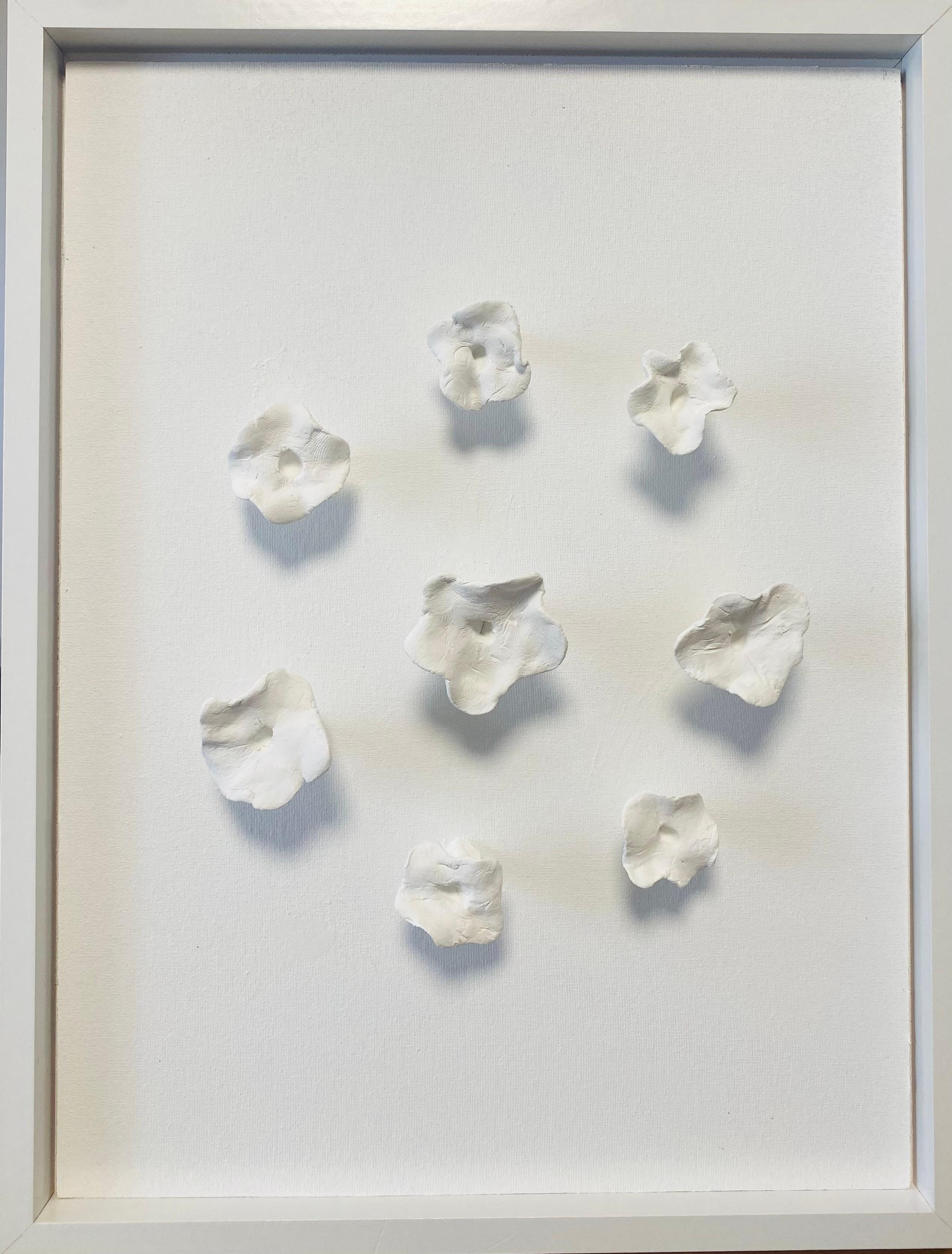 Series “White Flowers 2” - 3D, Ceramic , clay, wall sculptures