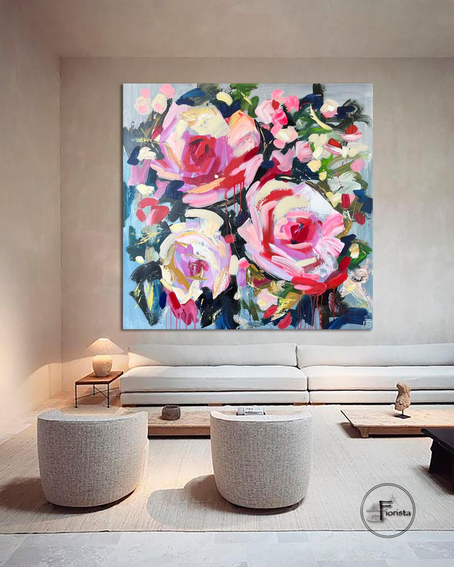 Rose di Volyn - Abstract Painting Grigio di  Nataliia Svitlychna