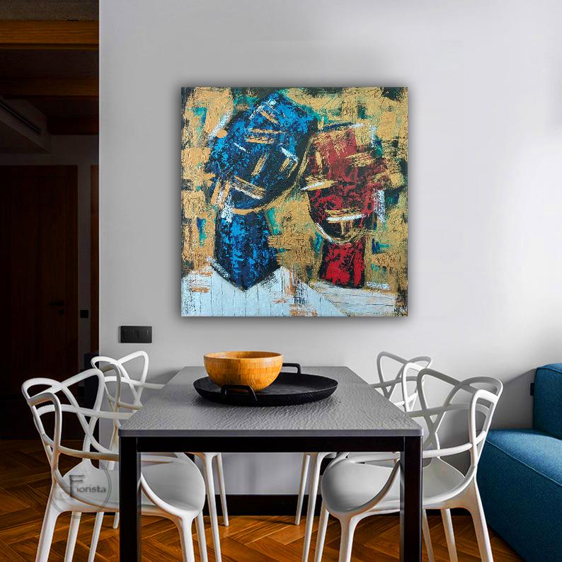Romeo e Giulietta - Abstract Painting Marrone di Nataliia Svitlychna
