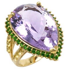 19-Carat Amethyst, Chrome Diopside and Quartz Cocktail Ring