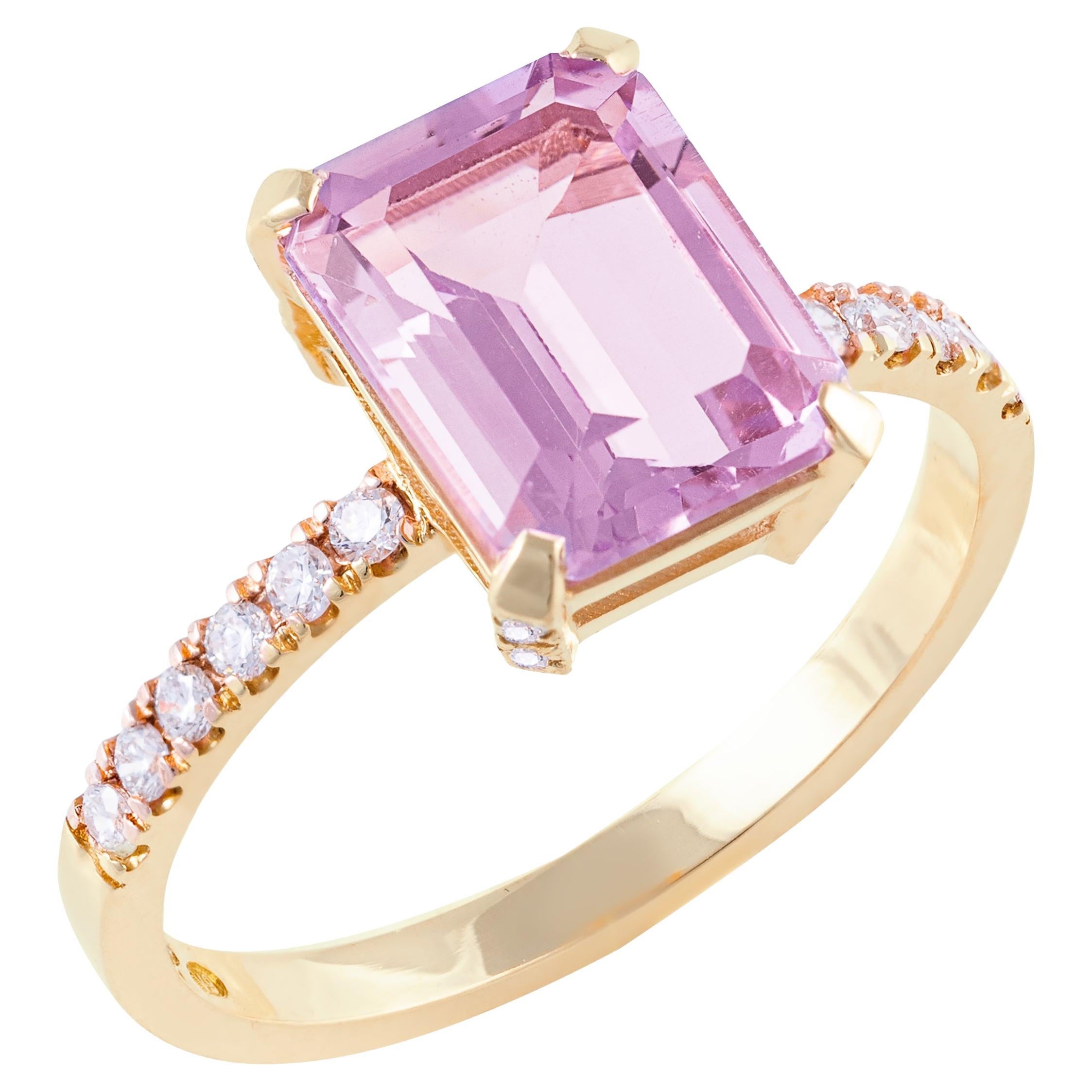 Natalina Jewellery Pink Amethyst and Diamond Rose Gold Cocktail Ring