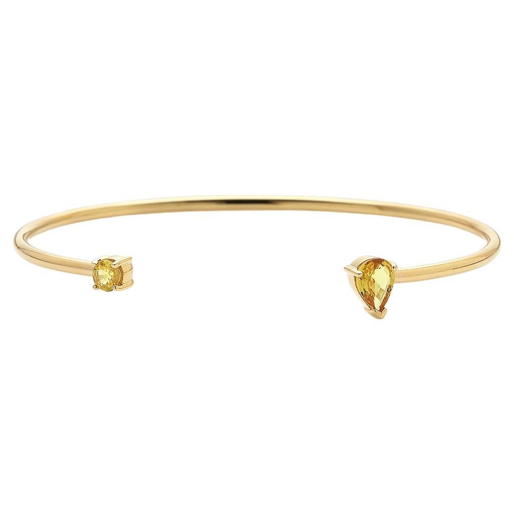 Julius Cohen Sapphire Pastel Color Stone Yellow Gold Bangle Bracelet