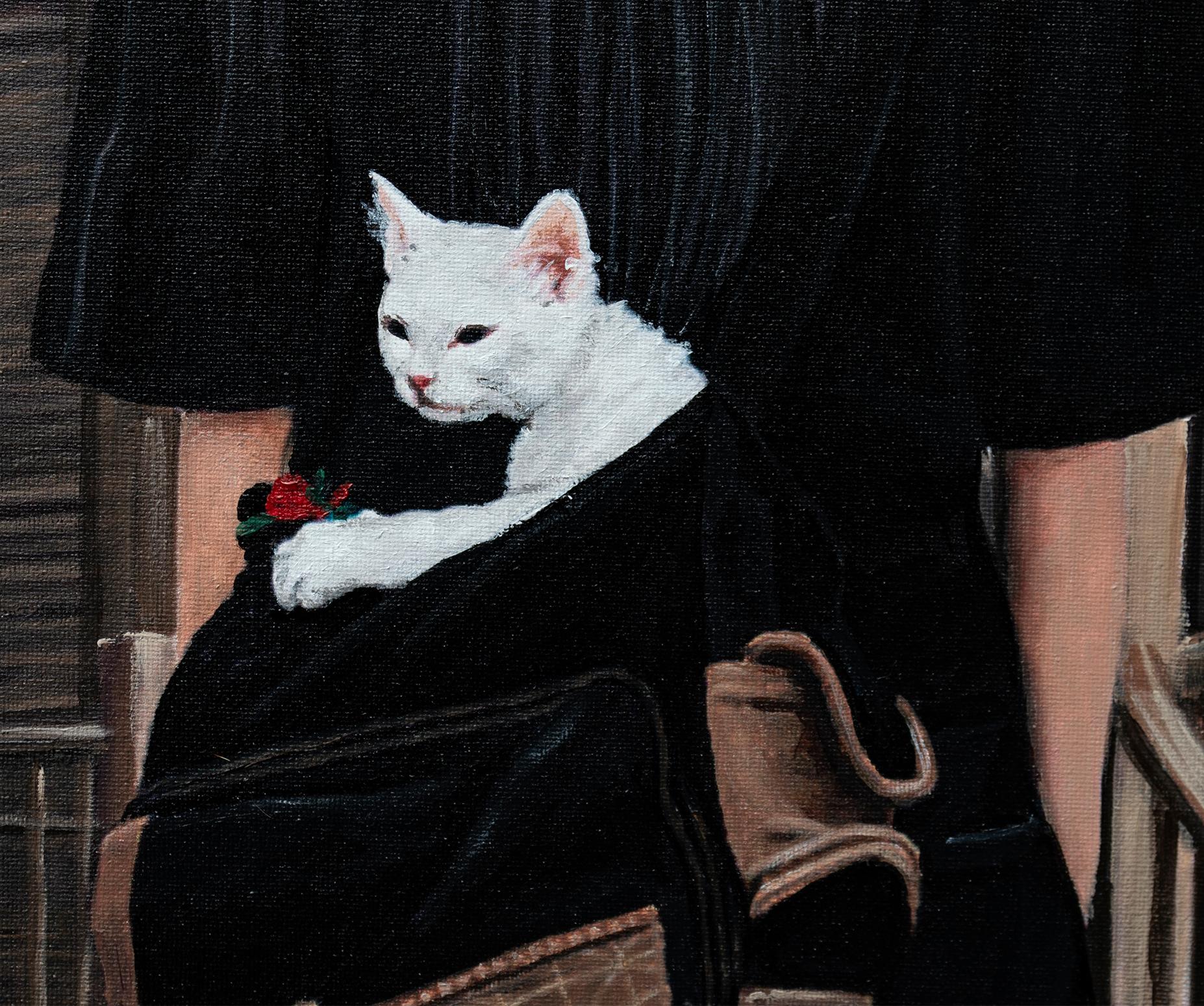 Un gato, un sombrero y una noche infernal - Painting Realista de Nataliya Bagatskaya