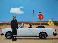 Absolutely Nothing Painting, Surreal Desert Scene, Signed, 70x95 cm