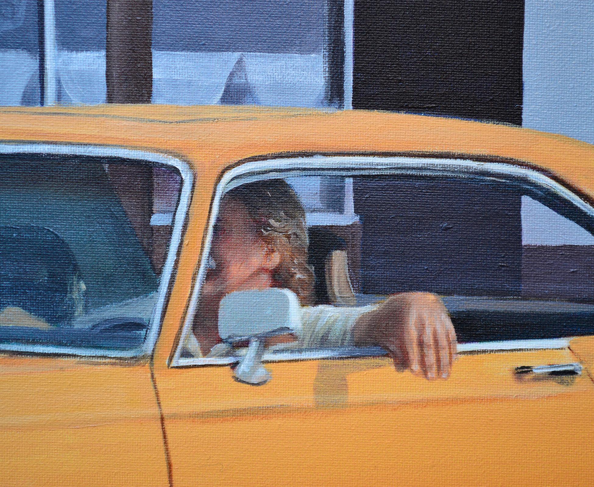 En esta obra de arte, realizada con pinturas acrílicas, resalté el encanto vintage y la viveza de una escena de carretera americana. Los contrastes vibrantes y los elementos simbólicos, como el coche clásico naranja y el llamativo atuendo moderno de