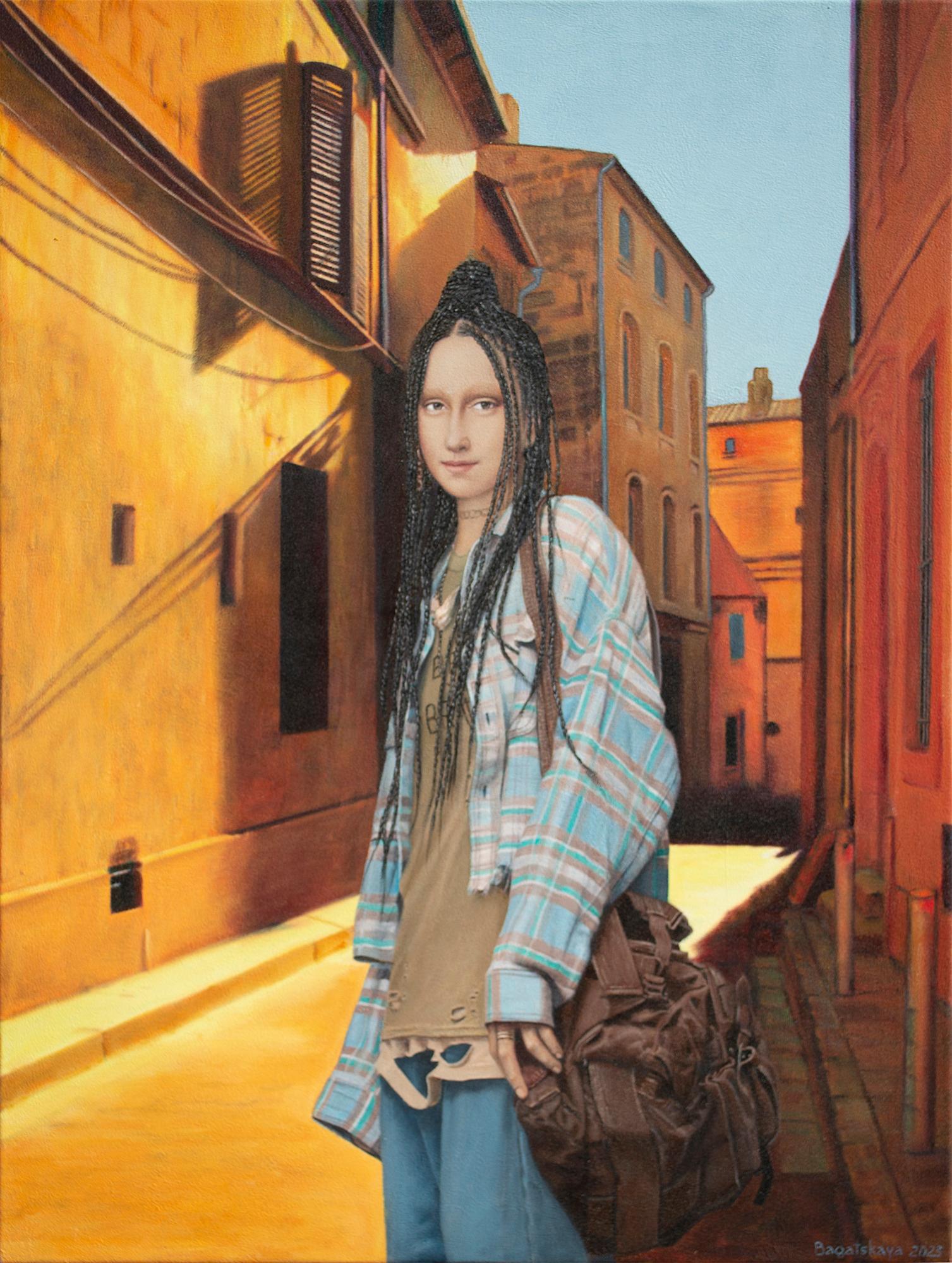 Nataliya Bagatskaya Portrait Painting – By the Streets of the Streets der alten Lviv Town