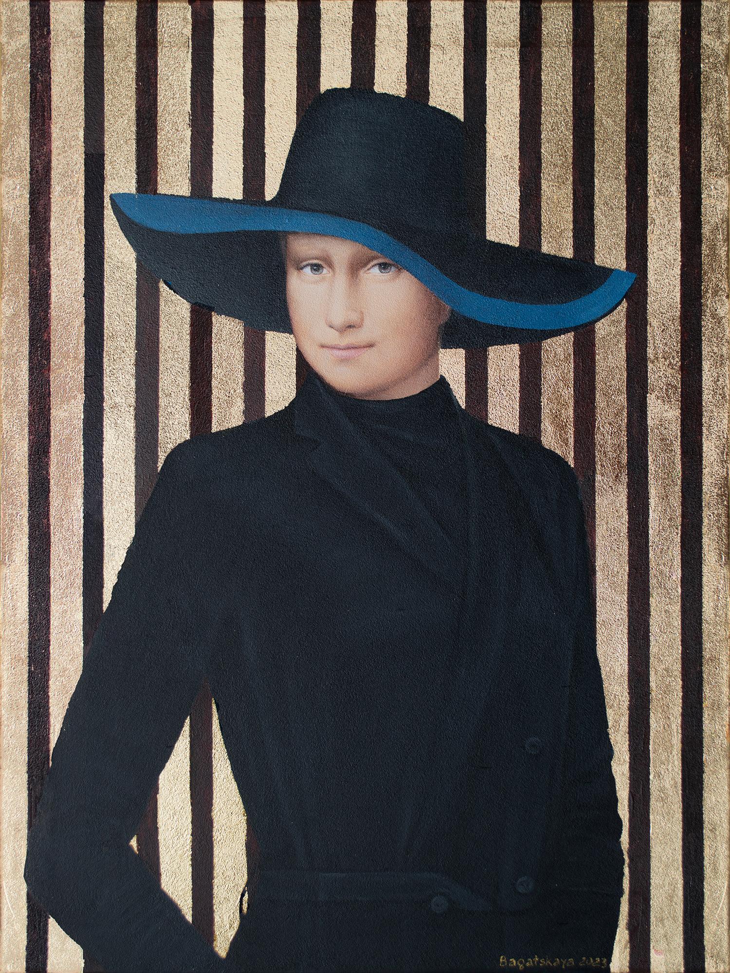 Nataliya Bagatskaya Portrait Painting - Contemporary portrait "Black ang Gold"