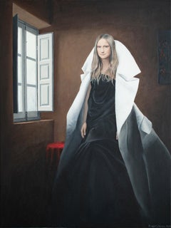 Contemporary portrait "Flow of Time in the Window"