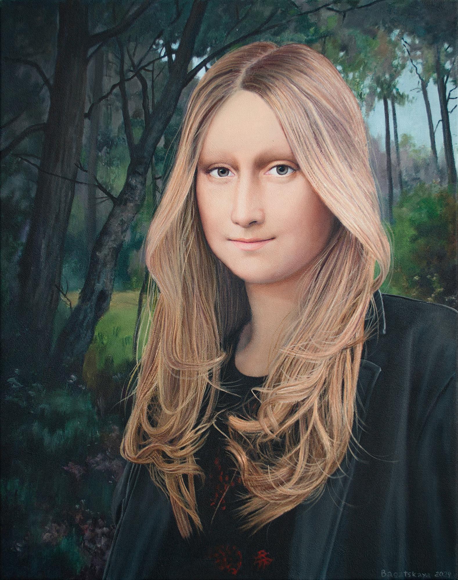 Nataliya Bagatskaya Portrait Painting - Contemporary portrait "In the Wood"