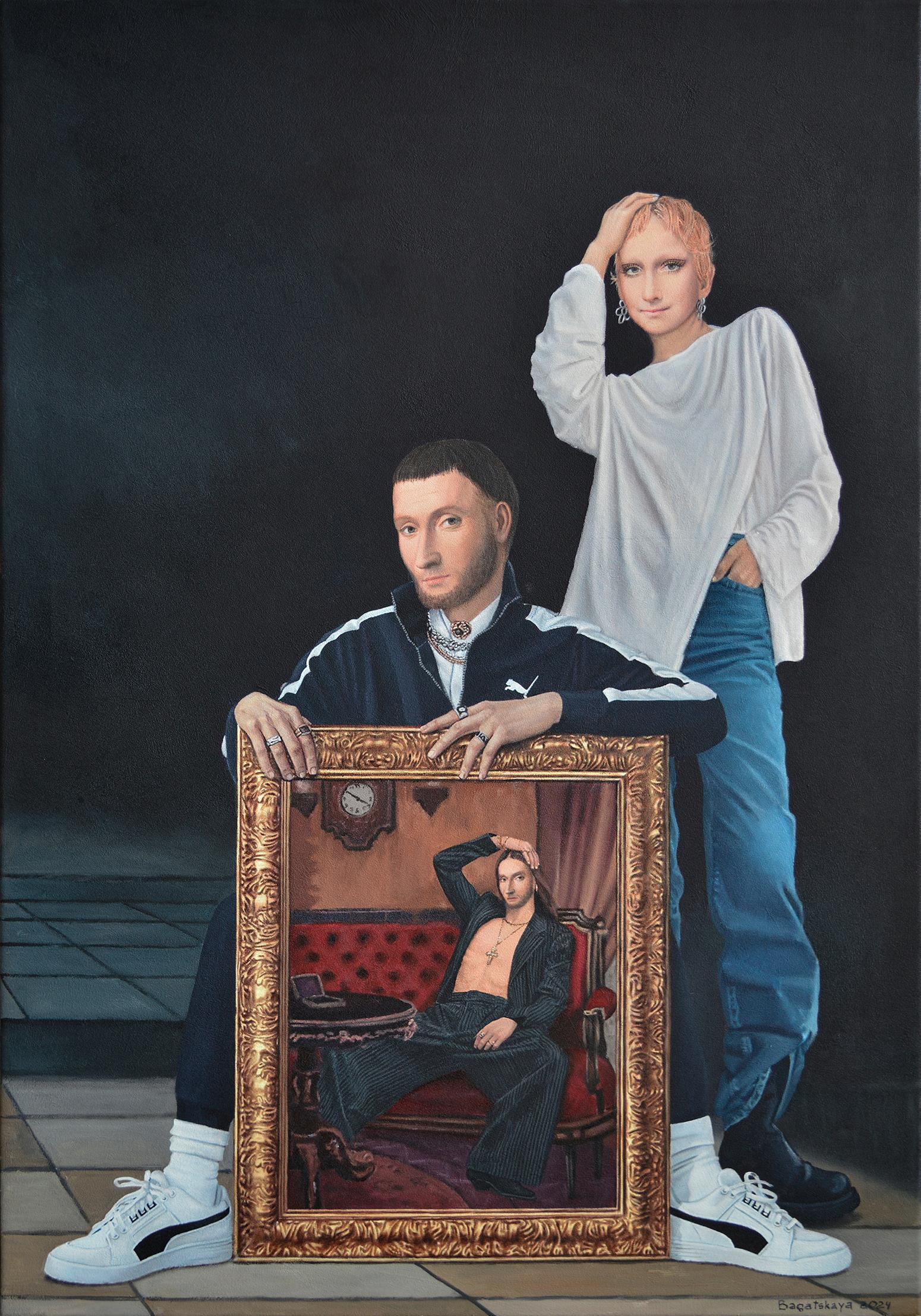 Figurative Painting Nataliya Bagatskaya - Portrait contemporain "Oh my God, ou un portrait sur mesure"