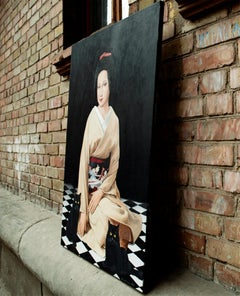 Contemporary portrait "The Secret of the Kimono and Cats"