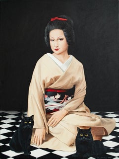 Ritratto contemporaneo "Il segreto del kimono e dei gatti".