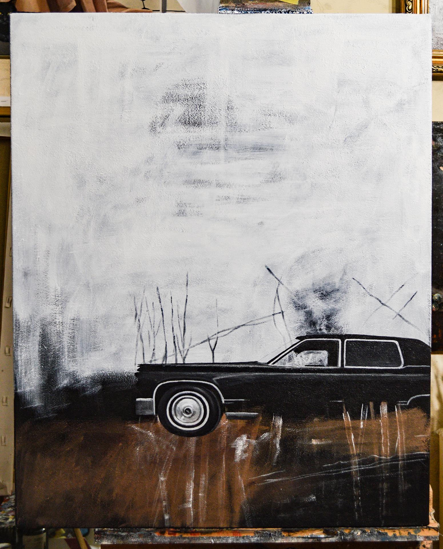Die Echos der unsichtbaren Straße (Grau), Portrait Painting, von Nataliya Bagatskaya