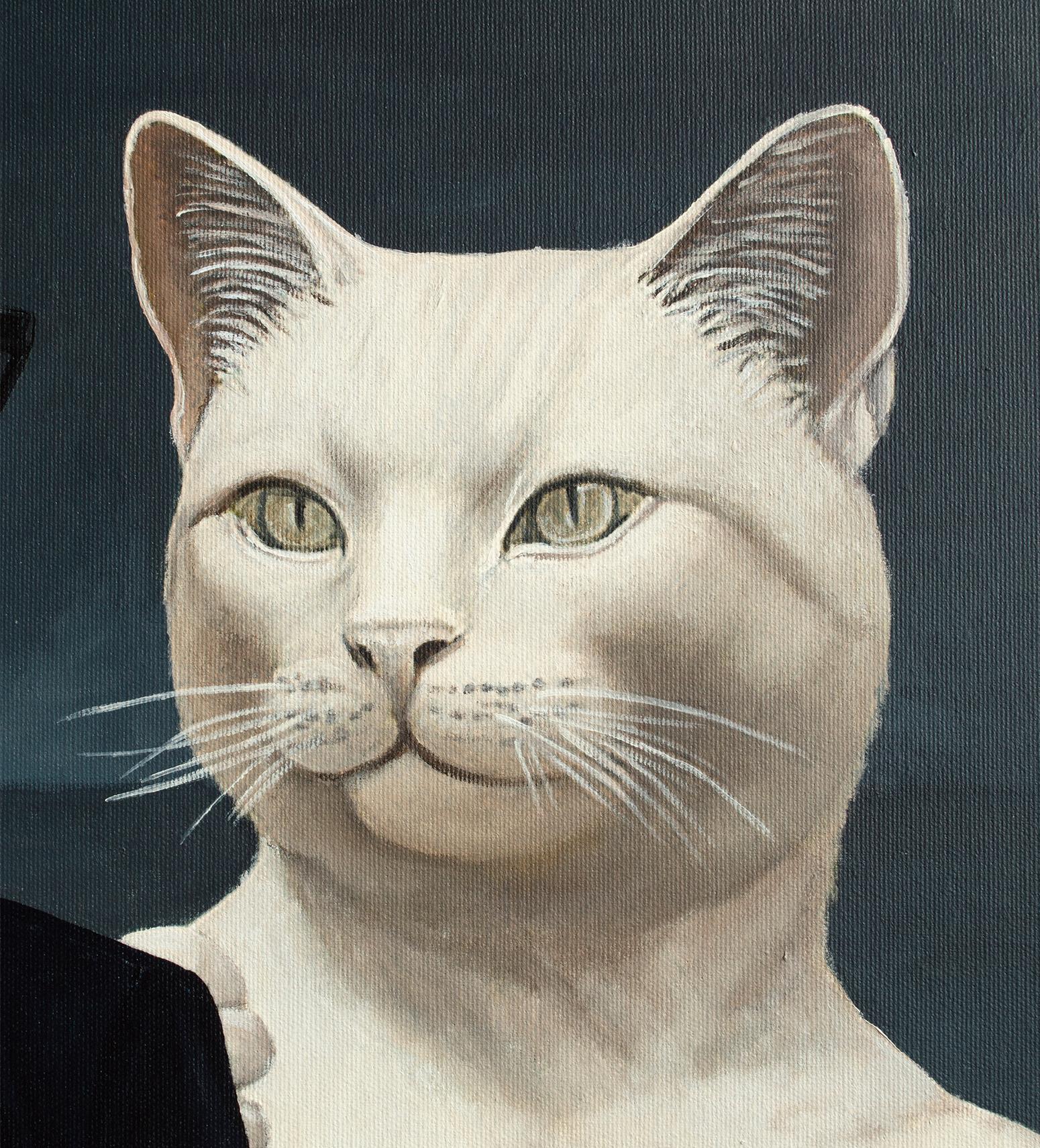 Regard - Noir Portrait Painting par Nataliya Bagatskaya