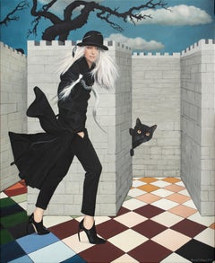 "Hide and Seek" Acrylic Painting, Realist Style, Signed