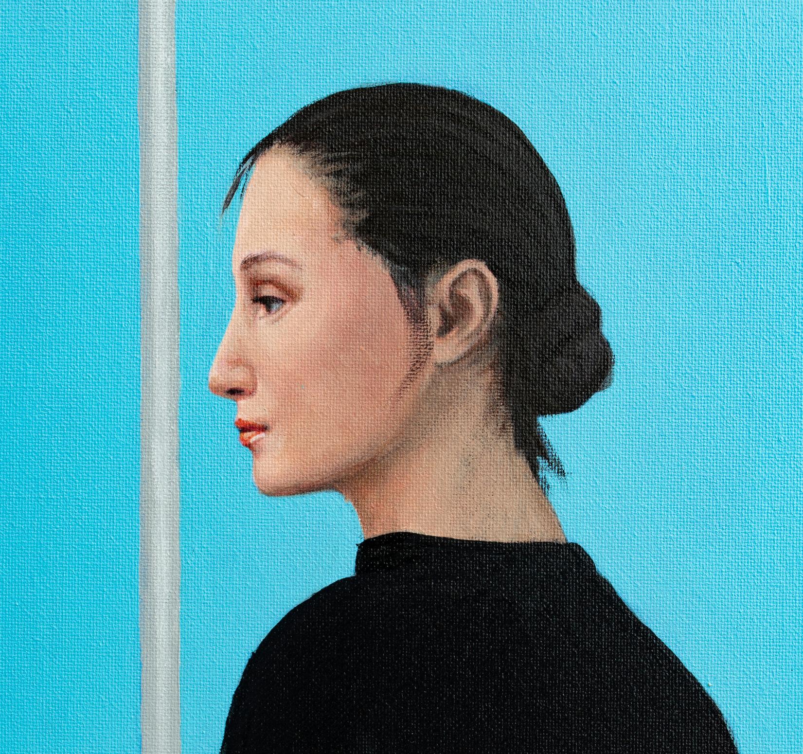 ¿Hay alguien aquí? - Figurative Painting Negro de Nataliya Bagatskaya