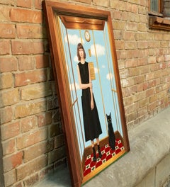 Sólo un ascensor, Pintura surrealista contemporánea, Firmada, 100x75 cm