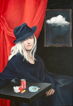 Miss Marlboro Acrylic Painting on Canvas, Signed, 80x60 cm