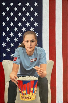 Portrait of a Soft Rebellion, Realist Acrylic on Cotton Canvas, Signed