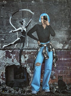Selfie mit Banksy-Kunst