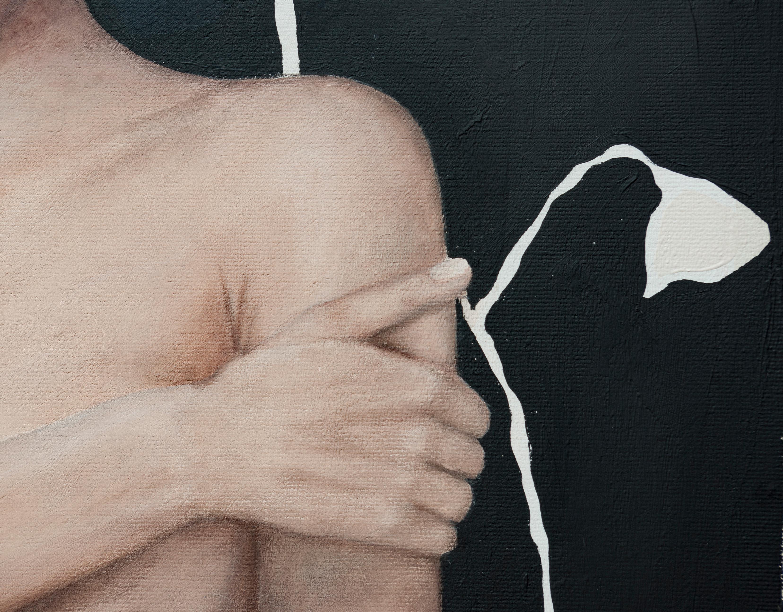 Semi-nude - Black Portrait Painting by Nataliya Bagatskaya