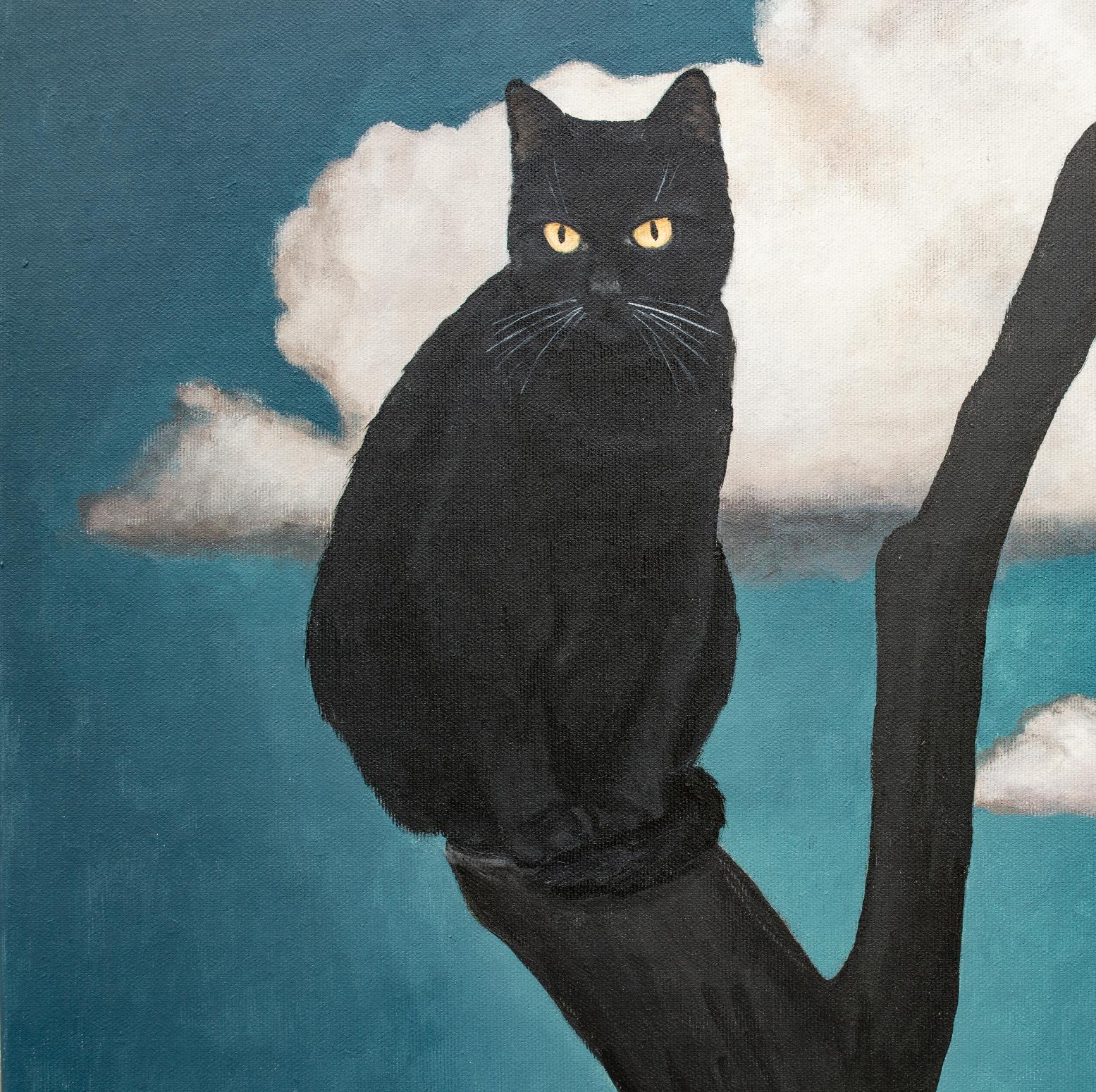 Der Kult der schwarzen Katze (Schwarz), Portrait Painting, von Nataliya Bagatskaya