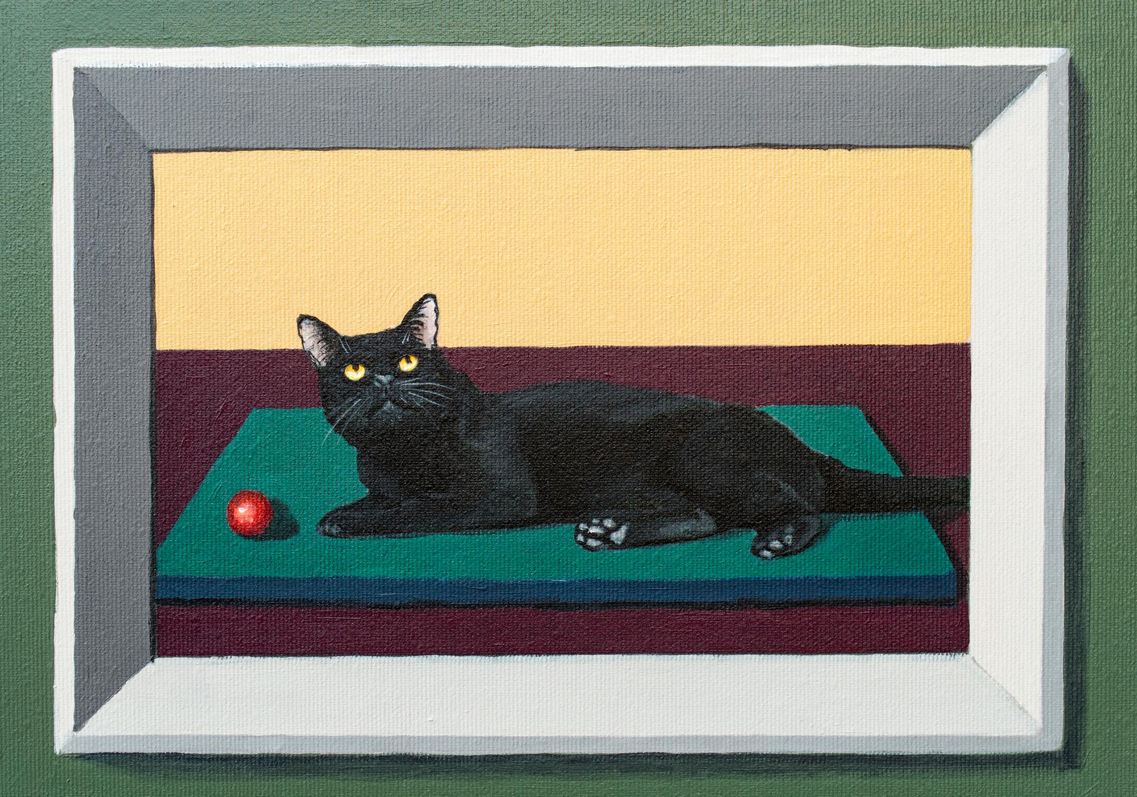 El Ficus, el Gato y Ella... - Portrait Painting Negro de Nataliya Bagatskaya