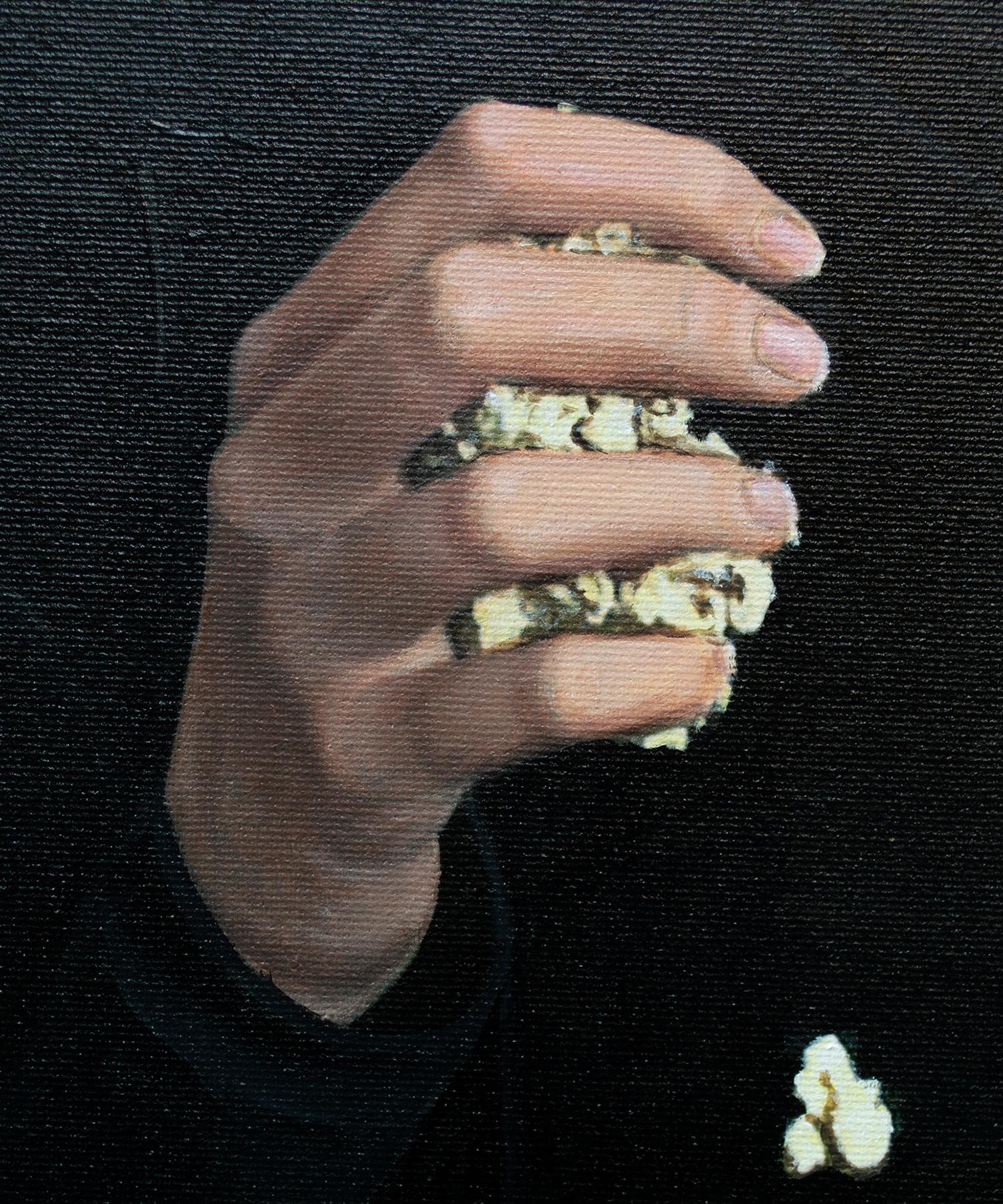 The Popcorn - Black Portrait Painting by Nataliya Bagatskaya