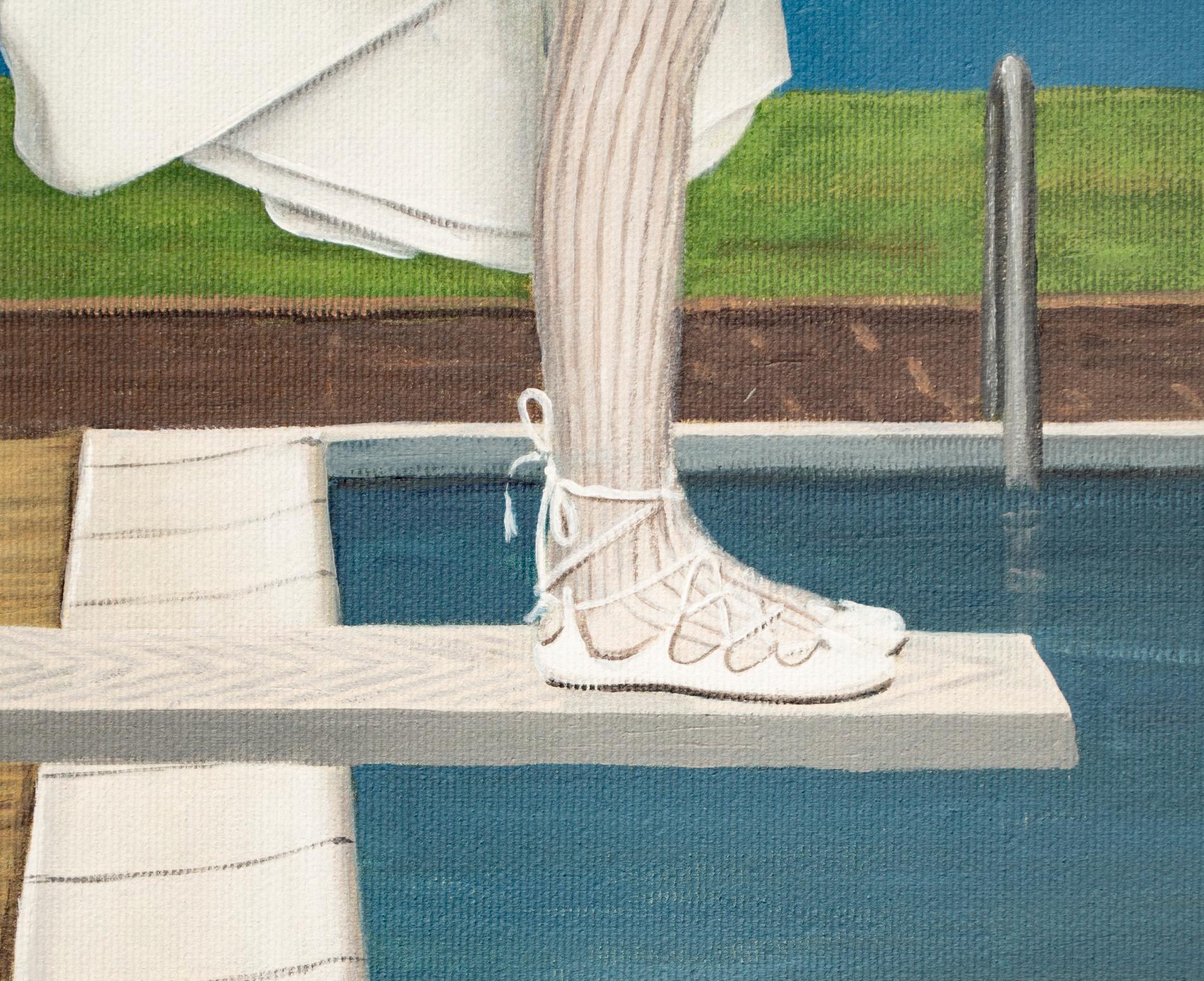 To Jump or Not to Jump?.. - Blue Portrait Painting by Nataliya Bagatskaya