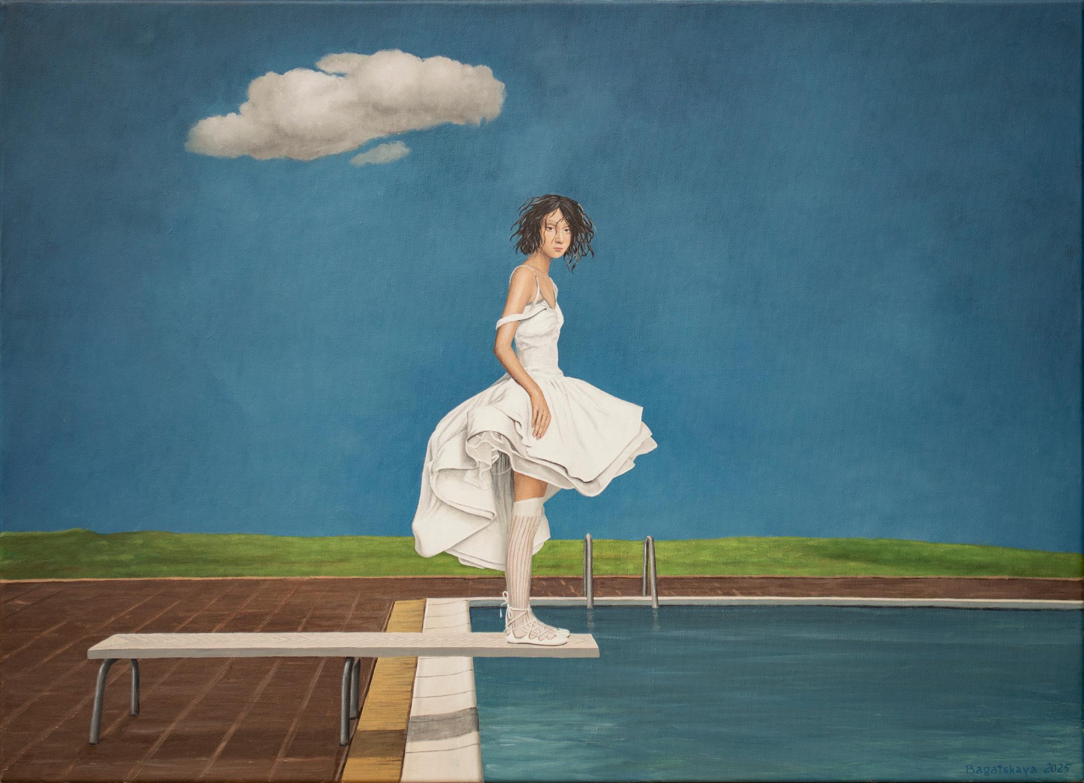 Nataliya Bagatskaya Portrait Painting - To Jump or Not to Jump?..