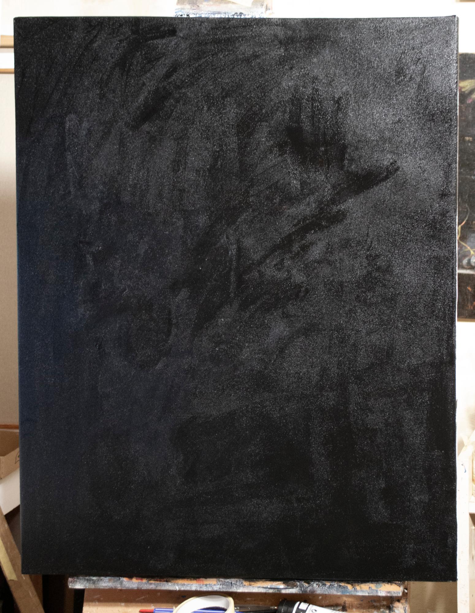 Unrecognized Presence - Black Figurative Painting by Nataliya Bagatskaya
