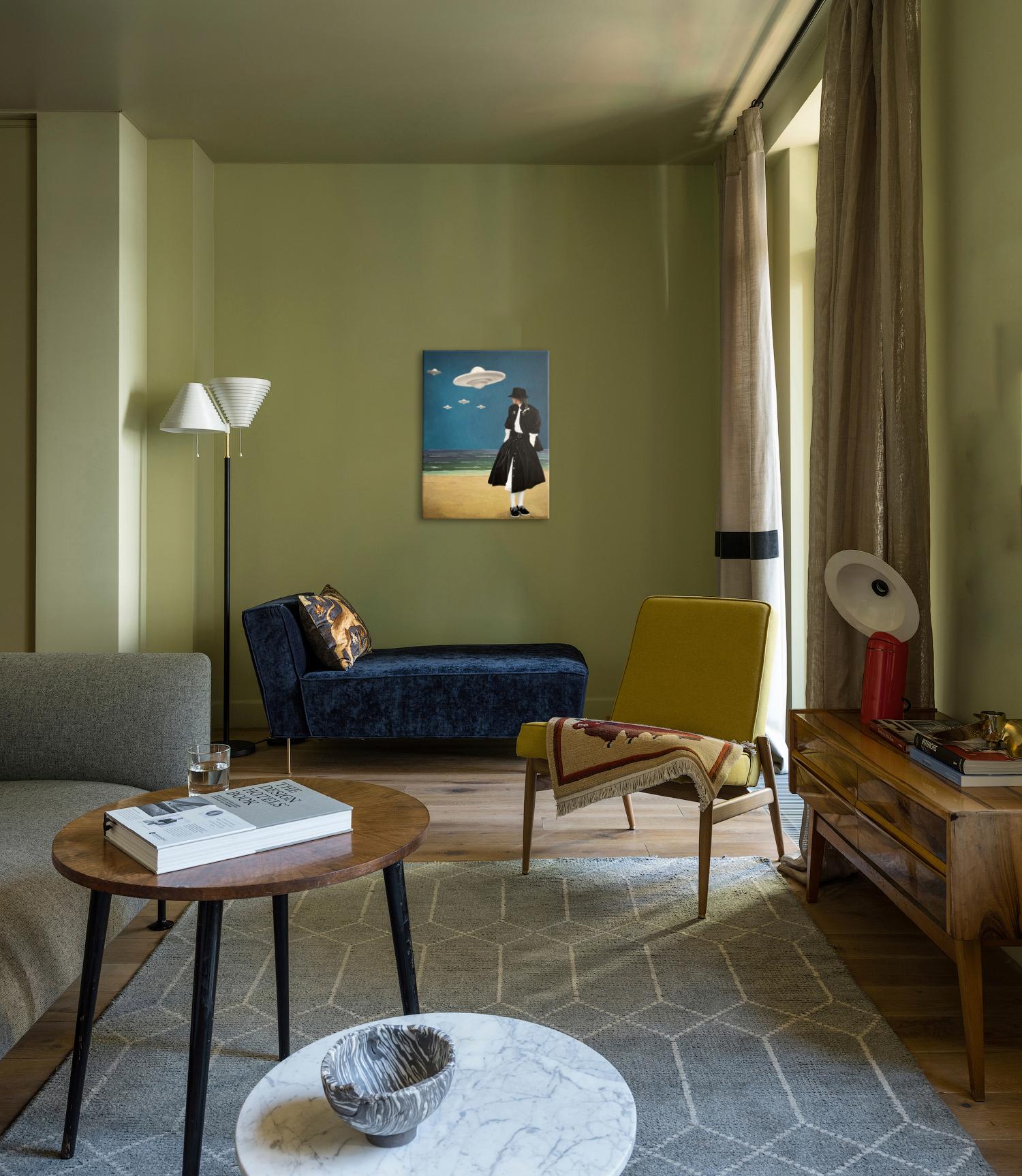 Was zum Teufel sehe ich mir da an? (Blau), Portrait Painting, von Nataliya Bagatskaya