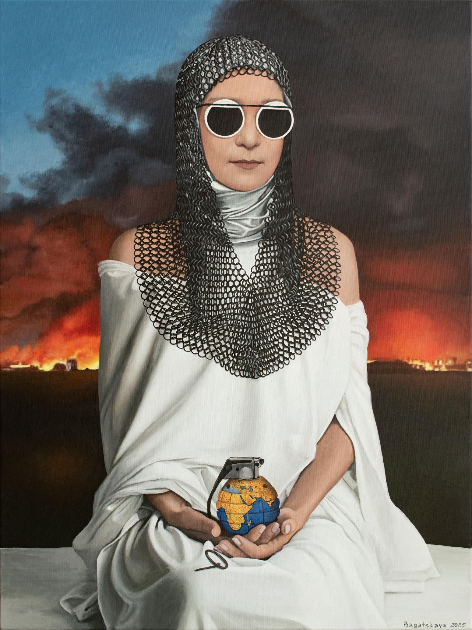 Nataliya Bagatskaya Portrait Painting - World on a Thread