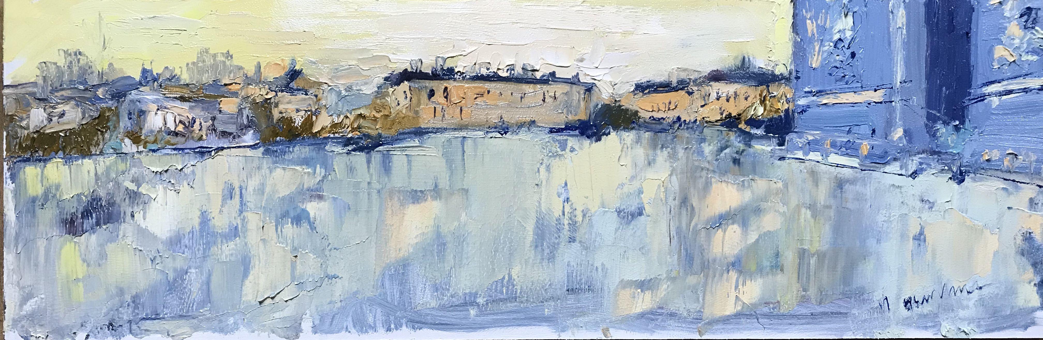 Nataliya Gurshman Abstract Painting – Der Bogen, Gemälde, Öl auf Metall
