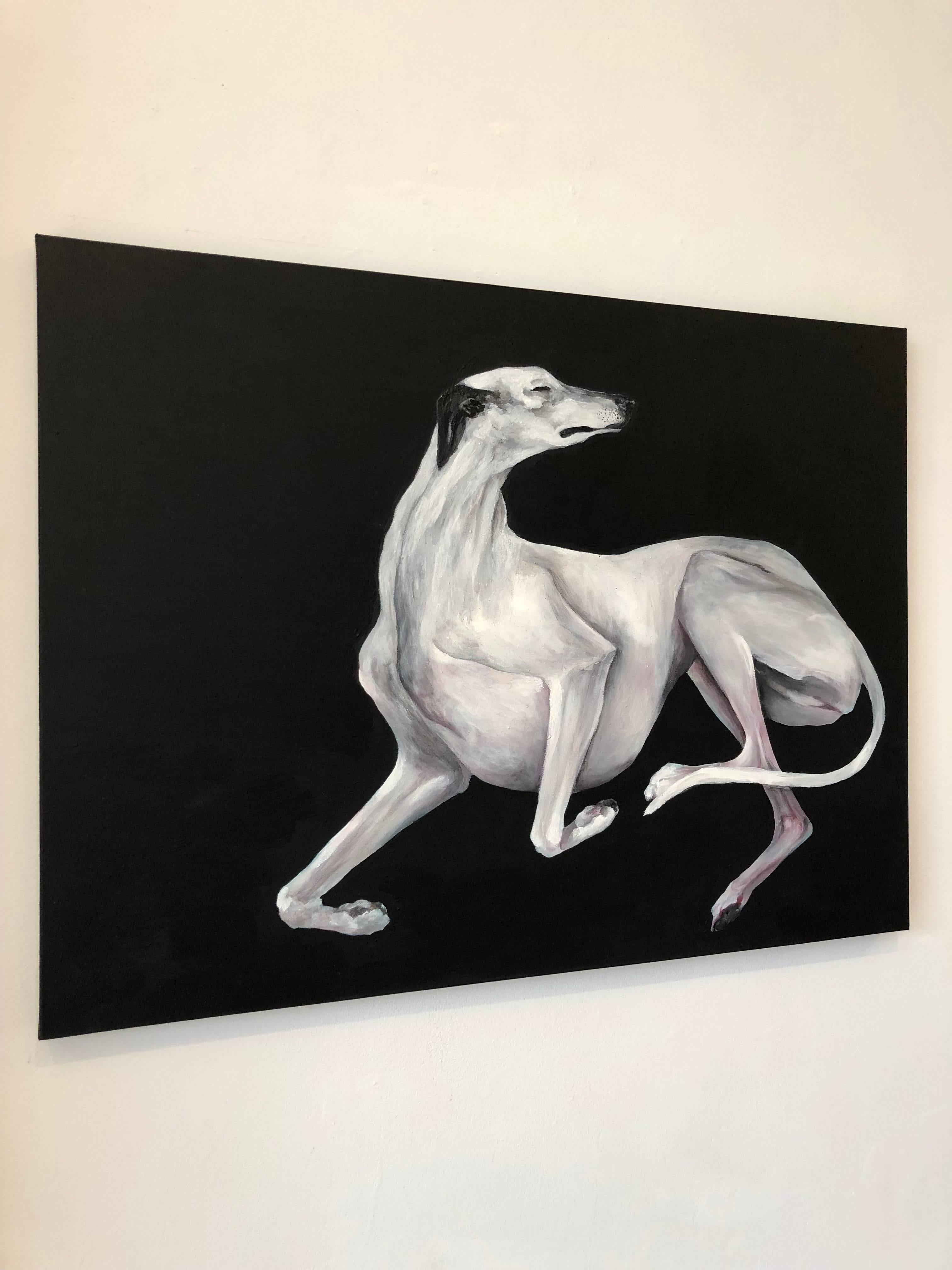 Shifting in Place - Black Animal Painting by Nataliya Hines