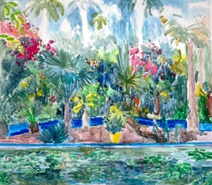 Papier 105x120 cm, « Garden », aquarelle, techniques mixtes