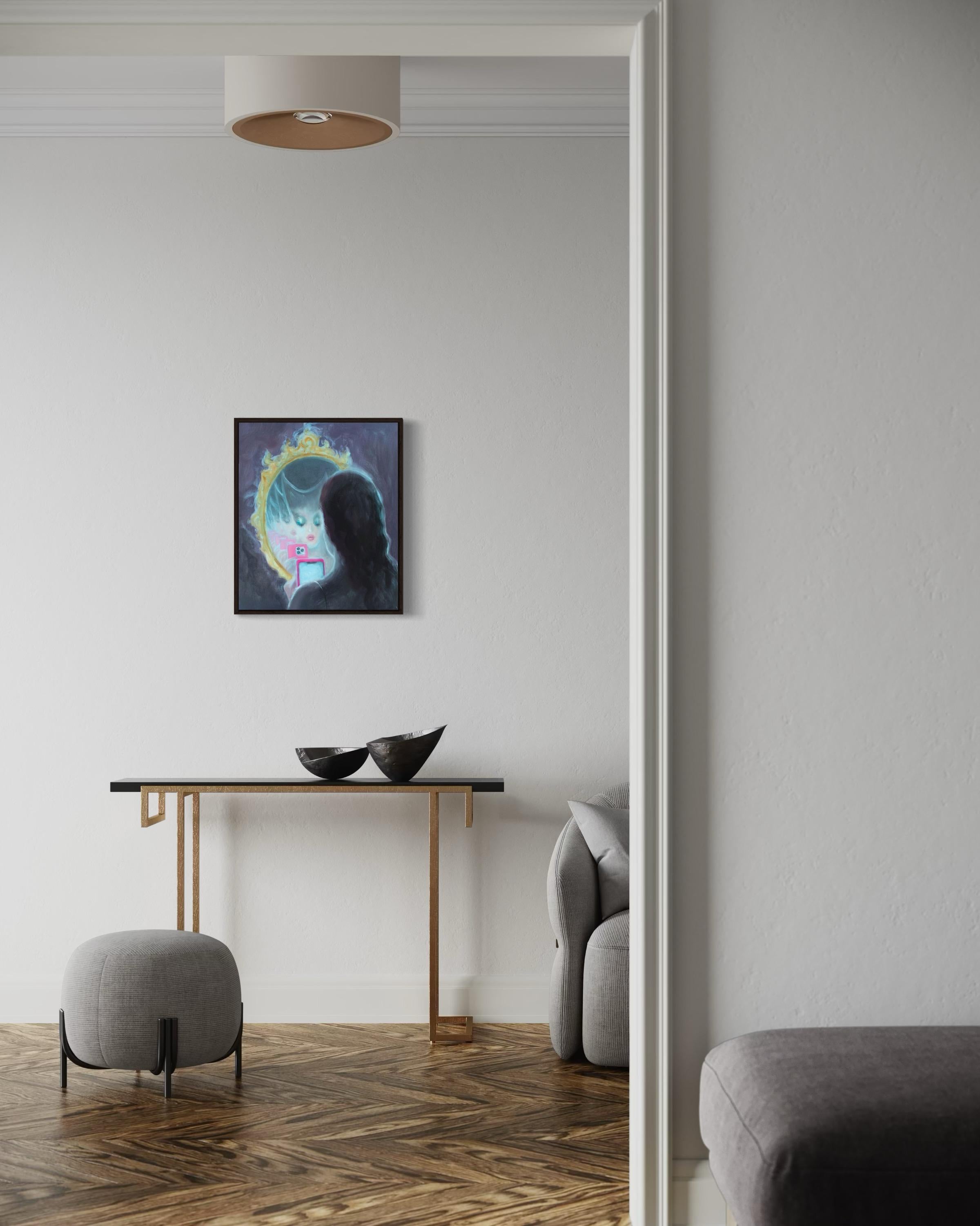 Selfie für das Papagei, 60x50 cm, Öl auf Leinwand im Angebot 2
