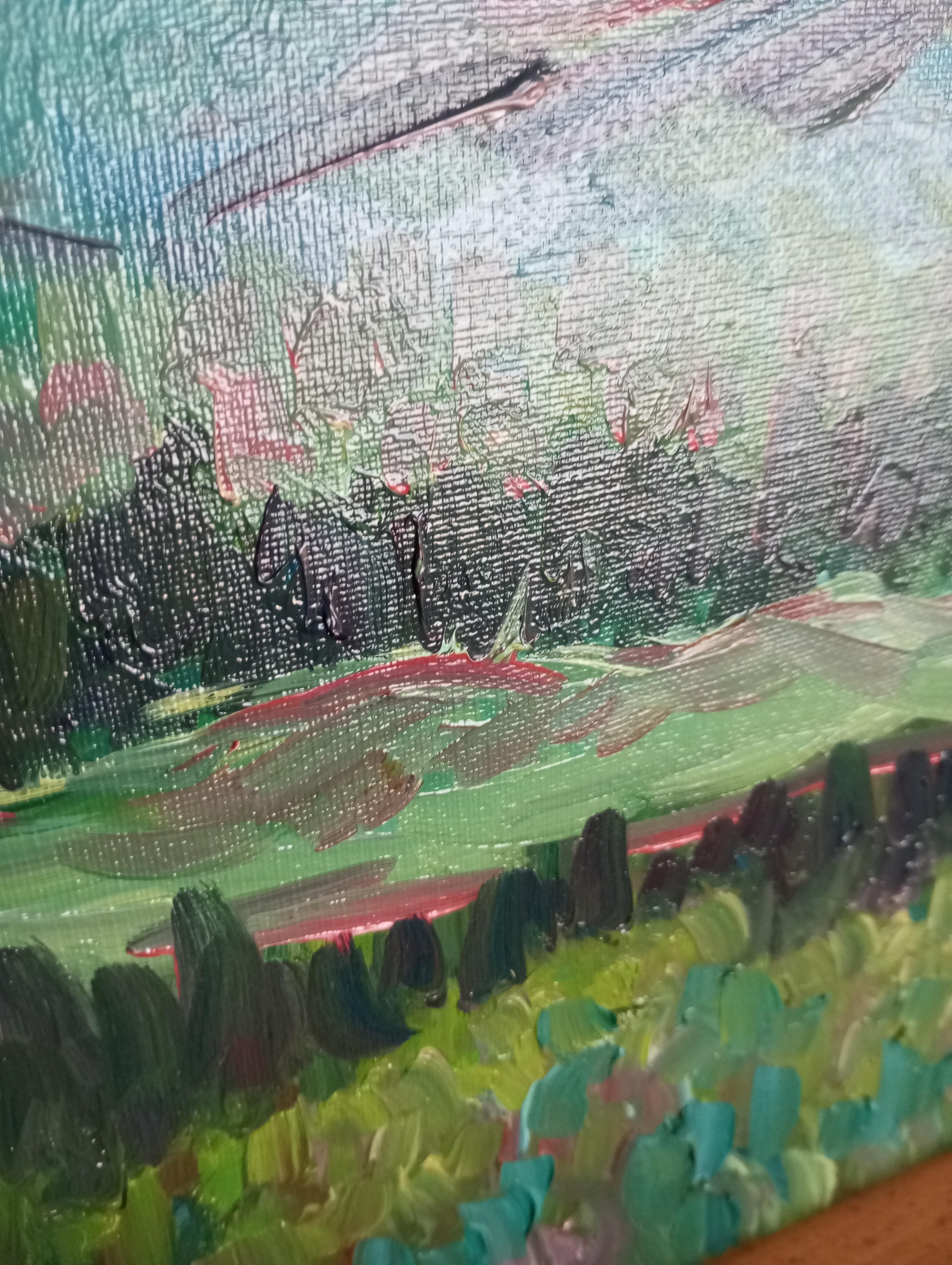 Huile impressionniste contemporaine paysage de montagne  peinture sur toile en vente 7
