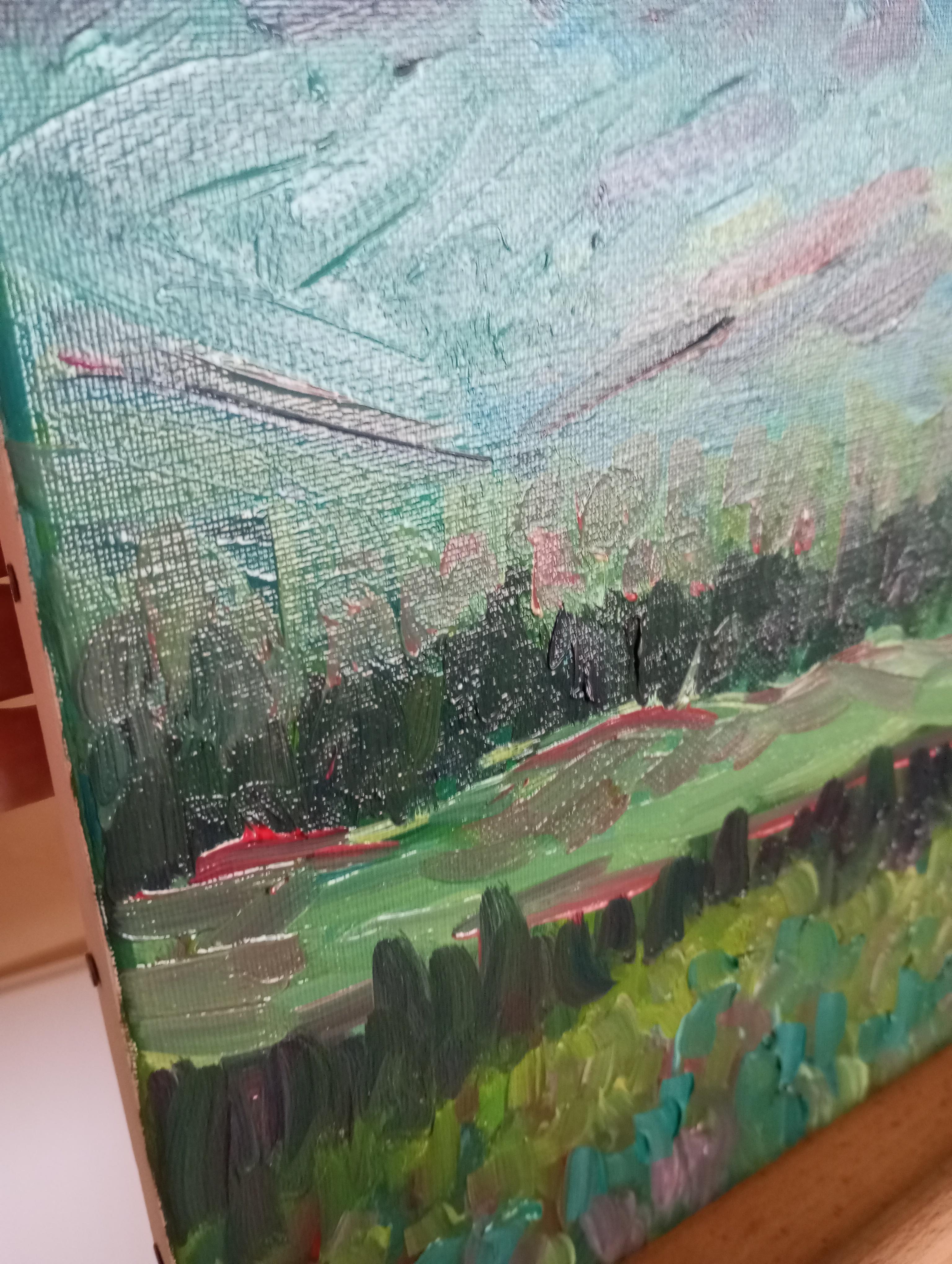 Huile impressionniste contemporaine paysage de montagne  peinture sur toile en vente 8
