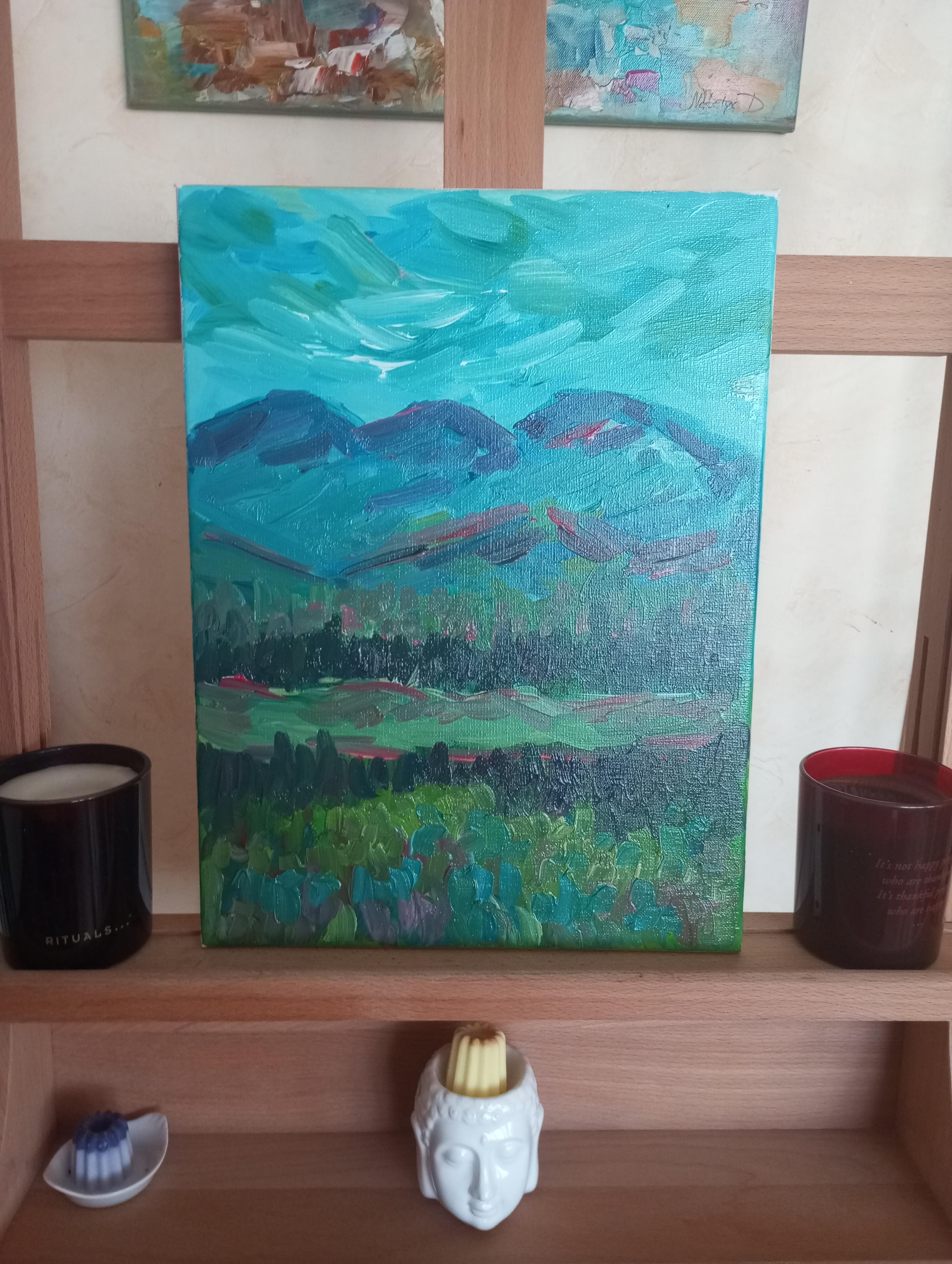 Huile impressionniste contemporaine paysage de montagne  peinture sur toile en vente 10